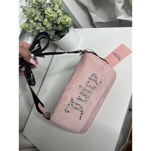 Juicy Couture Pink Diamond Shoulder Crossbody Bag Y2K Strap Button Pockets Purse